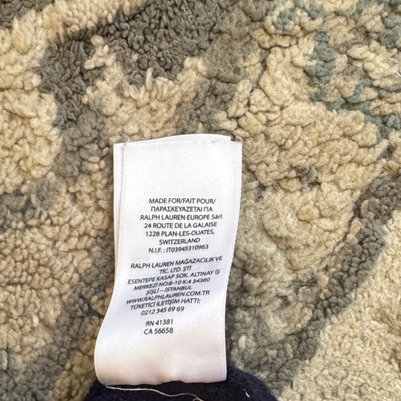 Ralph Lauren Navy Cable-Knit Crewneck Cardigan with Yellow Pony - Picture 3 of 3